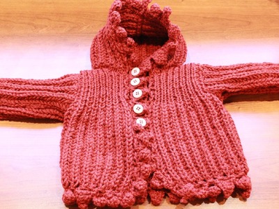 How to knit brioche stitch Baby cardigan. Selanik Bebek Hırkası Yapılışı
