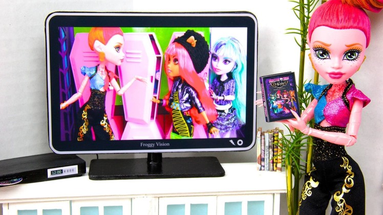 How to Make a Doll Flat Screen TV with DVD Player : Special Monster High 13 Wishes Project