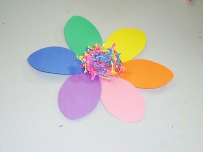 How to make a rainbow construction paper flower - EP