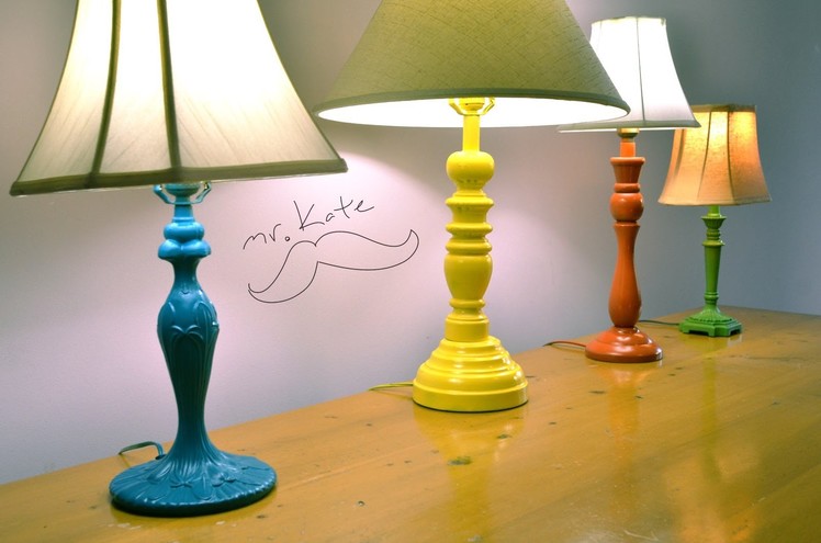 Mr. Kate Quickie: DIY Colorful Thrift Store Lamps