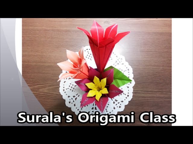 Origami - Amaryllis (Flower). 종이접기 - 아마릴리스 꽃