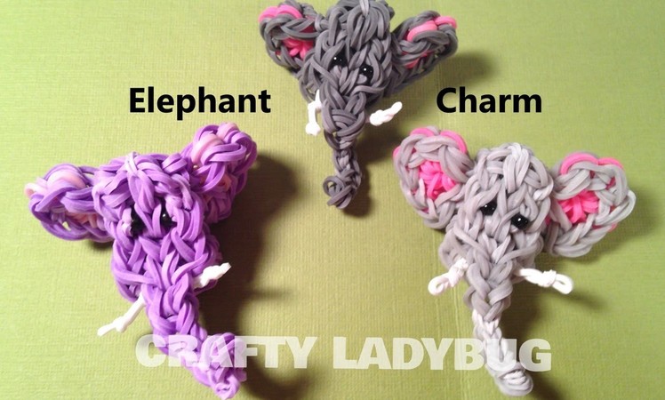 Rainbow Loom Charm ELEPHANT CHARM How to Make by Crafty Ladybug