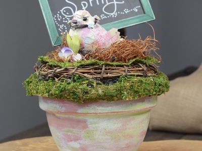 Spring Craft ~ Birds Nest in Terra Cotta Pot