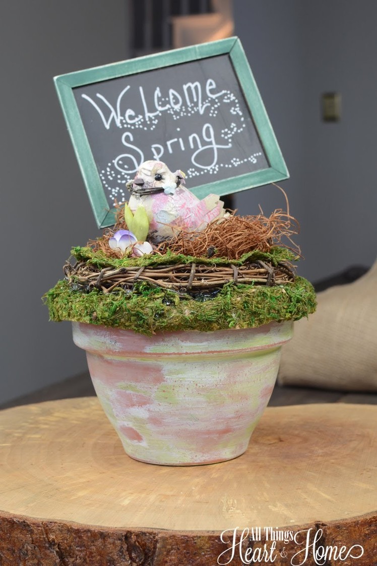 Spring Craft ~ Birds Nest in Terra Cotta Pot