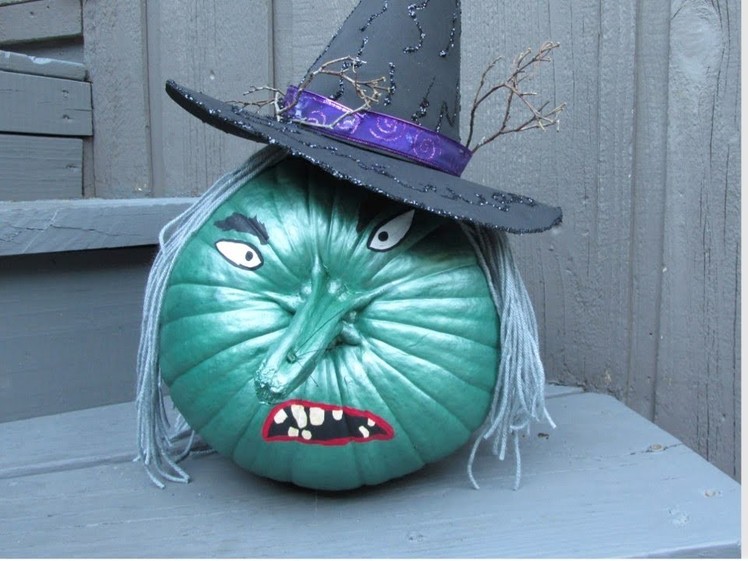 Wicked Witch Painted Pumpkin Halloween Craft