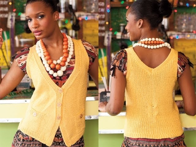 #24 Diagonal Front Vest, Vogue Knitting Spring.Summer 2011