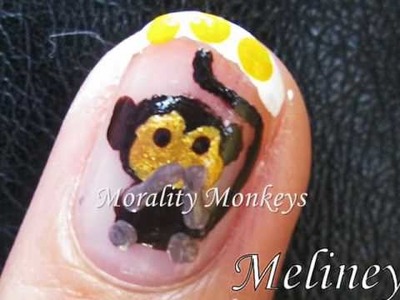 Animal Nail Art Tutorial - Morality Wise Monkeys Cute Zodiac Design for Short Nails DIY Home made