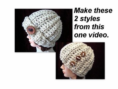 CROCHET A RIBBED HAT, 2 STYLES, accessories, clothing, unisex, beanie, winter, chunky style,