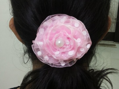 DIY: How to make Cute Flower Scrunchie.Hairbow