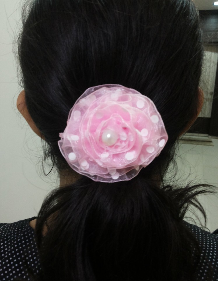 DIY: How to make Cute Flower Scrunchie.Hairbow