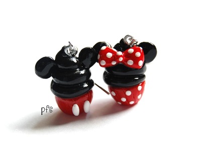 DIY Minnie and Mickey Mouse Polymer Clay Cupcake Earrings Tutorial