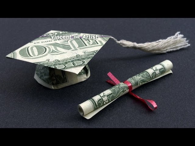 Dollar bill origami graduation
