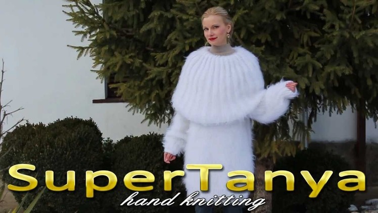 05.01.2013 White hand knitted mohair cowl neck sweater by SuperTanya