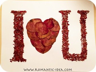 Craft using dried rose petals: I love you, handmade postcard | Romantic-idea.com
