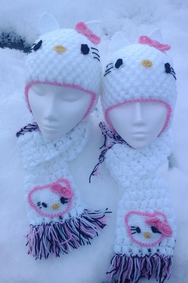 Crochet minnie mouse dress cap booties set hello kitty ear flap hat scarf set| fresh off tha hook