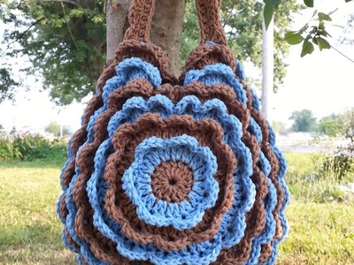 #Crochet Ruffled Handbag Purse #TUTORIAL DIY Crochet handbags FREE