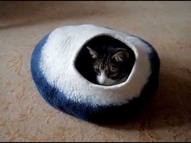Felted Cat Bed Cat Nap Cocoon from LoveCatCaves