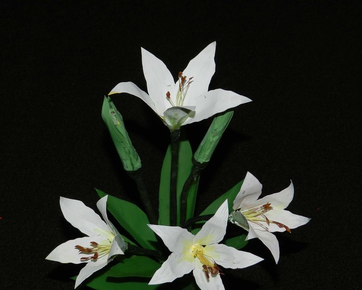 Recycled Plastic Craft: White Oriental LILY Flowers made with plastic can