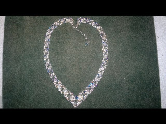 Beading4perfectionists : V- Necklace with Swarovski beginners beading tutorial (pics version)