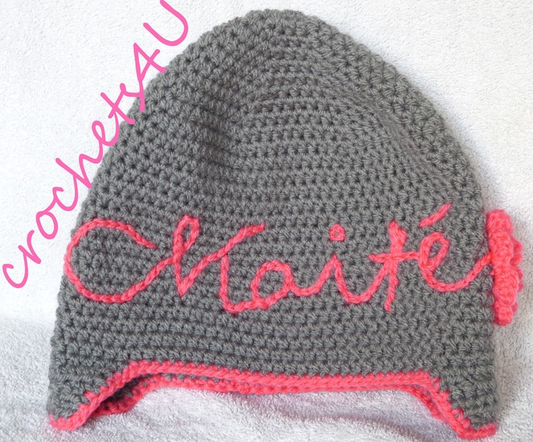 Crochet name on hat