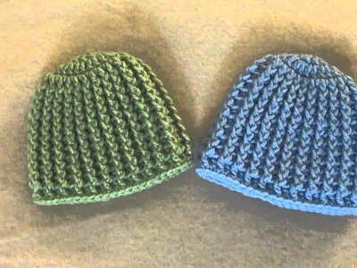 Crochet Ribbed Baby Beanie.Hat