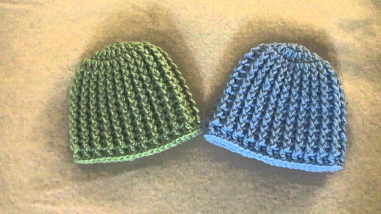 Crochet Ribbed Baby Beanie.Hat