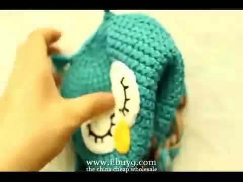 Cute baby owl ear flap crochet small hats