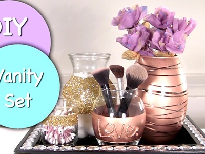 DIY Vanity & Makeup Storage Set! DIY Makeup Brush Holder & 4 Glam Jars