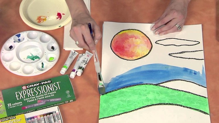 Hands on Crafts for Kids: Cray-Pas Oil Pastel Resist Technique