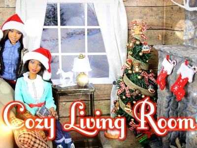 How to Make a Cozy Doll Living Room & Realistic Fireplace - Doll Crafts