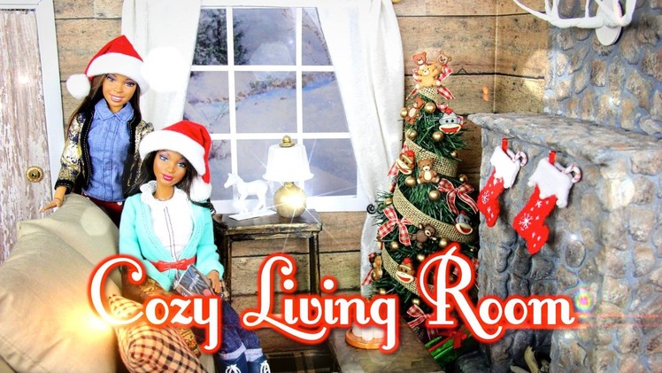 How to Make a Cozy Doll Living Room & Realistic Fireplace - Doll Crafts