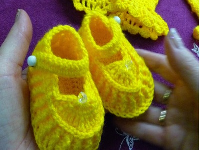 1ч.Пинетки туфельки крючком для новорожденного.Crochet and knitting(hobby)