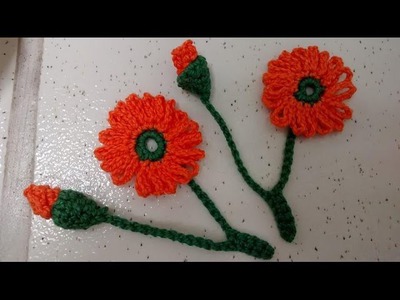 Aplique de crochê- botão e florzinha