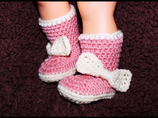 Big Bow Crochet Baby Booties - Newborn to 18 Month Sizes