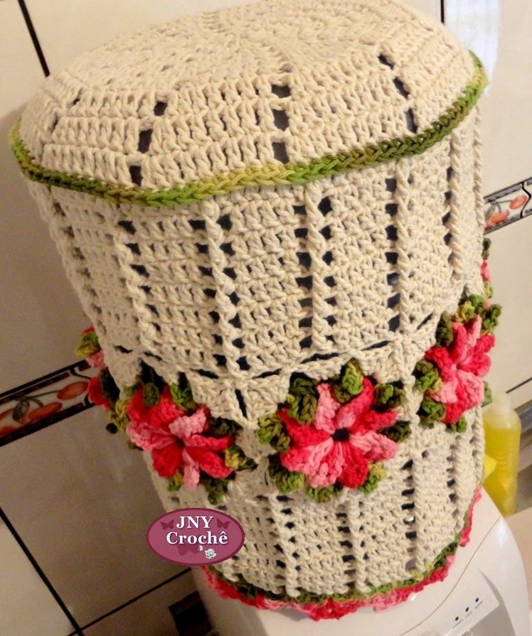 Capa de galão de água de crochê com flores por JNY Crochê