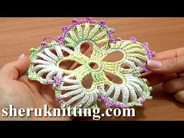 Crochet 5-Petal Flower Big Round Petals Tutorial 53 Hæklet blomst
