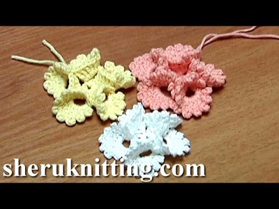 Crochet Folded Petal Flower With Picots Tutorial 13Tığ işi çiçek yapımı Ve Süsleme Örnekleri