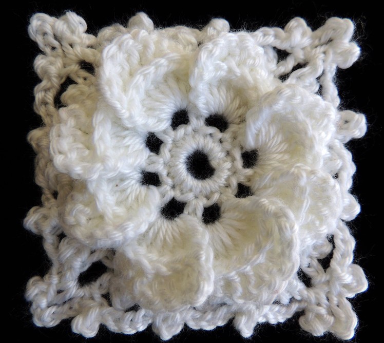 Crochet : Formando un Cuadrado con la Flor de 8 Petalos
