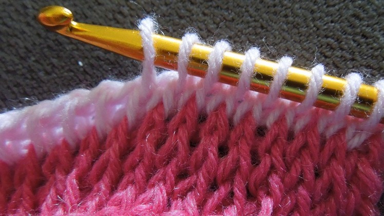 (Crochet) How To - Crochet Tunisian Simple Stitch and Knit Stitch