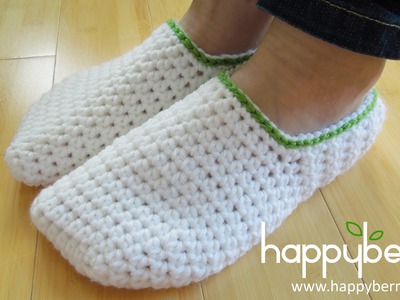 (crochet) How To - Crochet Simple Adult Slippers for Men or Women