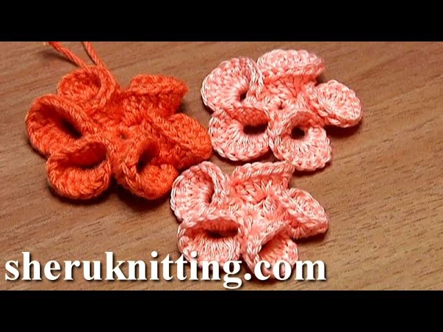 Crochet Loosely Folded Petal Flower Tutorial 12 Tığ İşi Örgü Çiçek ve Kare Deseni
