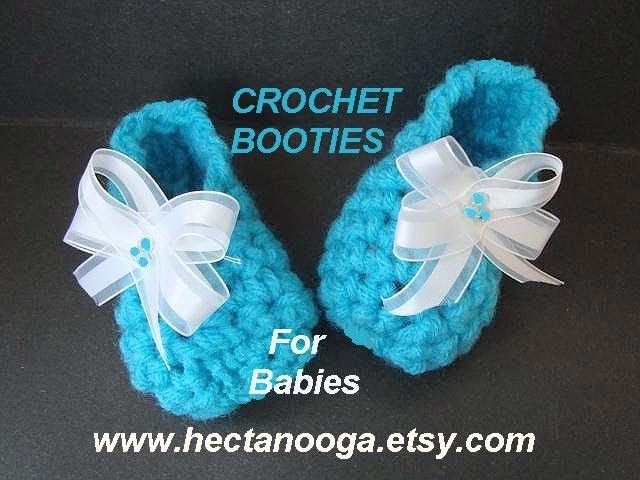 CROCHET PATTERN, LITTLE BLUE BABY BOOTIES