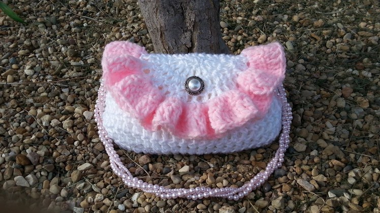 #Crochet Purse Pretty Petite Ruffle Handbag  #TUTORIAL