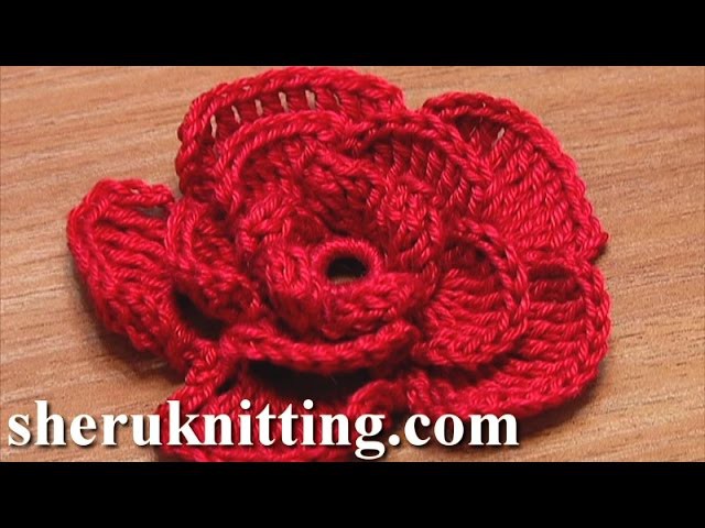 Crochet Rose Flower Tutorial 20 かぎ針編みローズフラワー