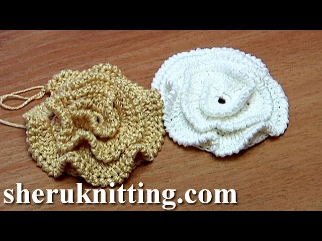 Crochet Ruche Petal Flower Made On Plate Tutorial 16 Part 1 of 2 tığ işi Mor çiçek yapımı