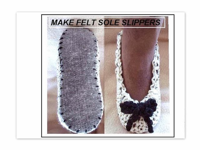 CROCHET SLIPPERS ON FELT SOLES, how to diy, purchase felt insoles and make comfy slippers
