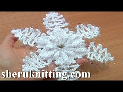Crochet Snowflake Ornaments Tutorial 9 Part 1 of 2 Folded Petal Flower Center