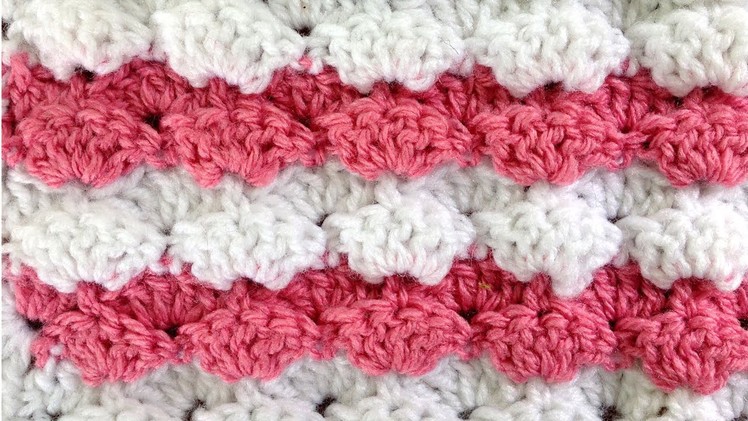 Crochet Stitch Puff Shells Changing Colors every other Row