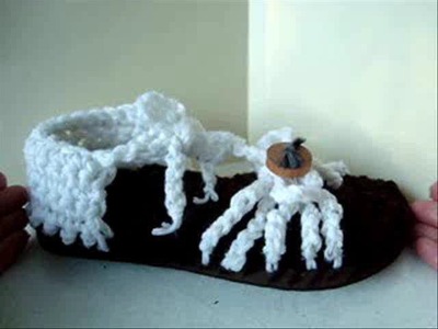 CROCHET  WHITE ADULT SANDALS, How to diy, add soles, crochet shoes