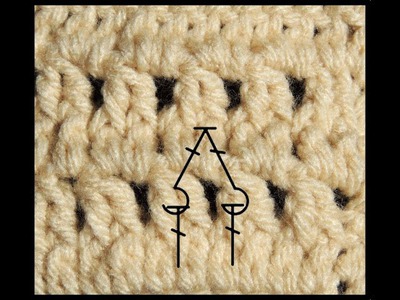 Curso Basico de Crochet : Dos puntos altos en relieve tomados por el frente cerrados juntos